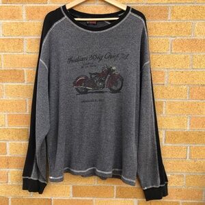 Indian Motorcycle long sleeve waffle knit shirt Big Chief ‘74 Motorbike men’s XL